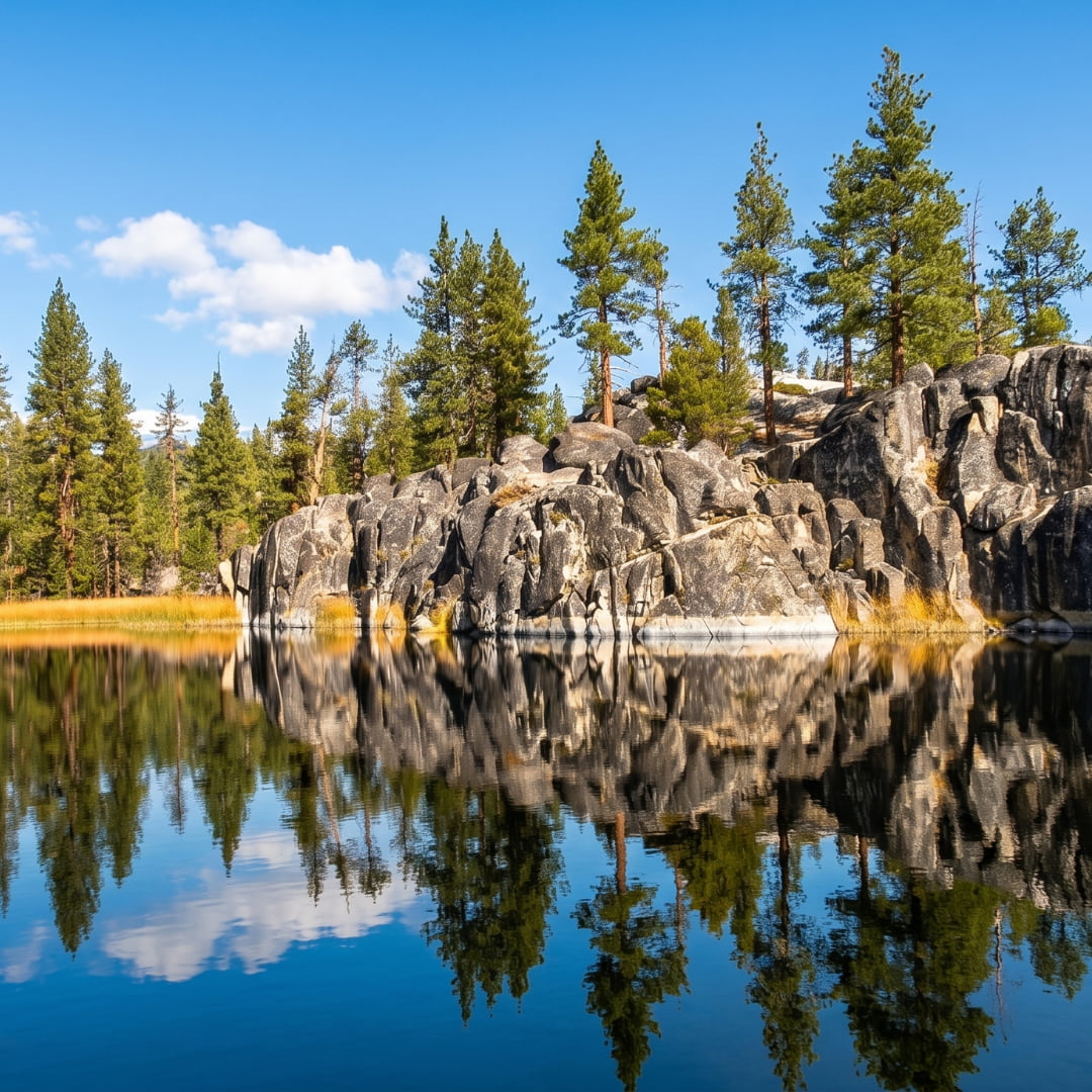 Granite Shoreline Reflections at Doris Lake Near Mono Hot Springs